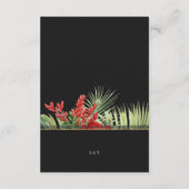 トロピカルな花と葉のダークウェディングディテール エンクロージャーカード (裏面)