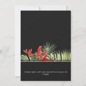 トロピカルな花と葉のダークウォーターカラー結婚式 招待状 (裏面)