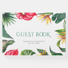 トロピカルな花と離れエレガントウェディング ゲストブック