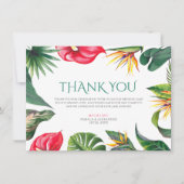 トロピカルな花と離れエレガントウェディング サンキューカード (正面)