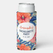 トロピカルな花嫁の前祝いパーティー 夏の花柄 スリム缶クーラー (Seltzer正面)