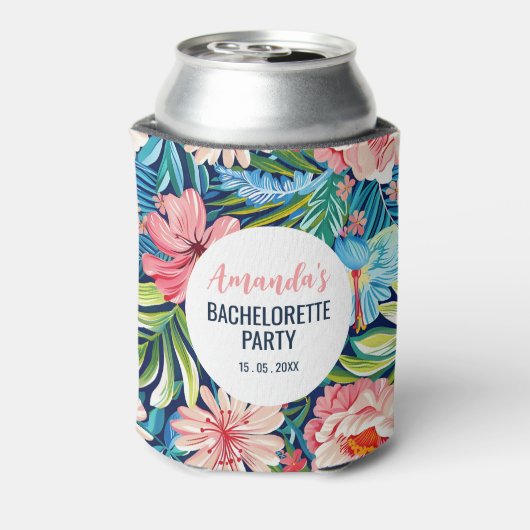 トロピカルな花嫁の友達とのパーティー 夏の花柄 缶クーラー (缶裏面)