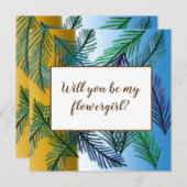 トロピカルな葉っぱ,  あなたは私のフラワーガールカードになりますか サンキューカード (正面/裏面)
