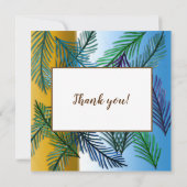 トロピカルな葉っぱ,  あなたは私のフラワーガールカードになりますか サンキューカード (裏面)