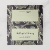 トロピカルな葉のセージ緑の黒いスクリプト結婚の プレイスカード (外部開封)