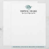 トロピカルな葉のパーム葉のと緑の水色 レターヘッド (正面/裏面)