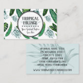 トロピカルな葉のパーム葉のと緑の水色 名刺 (正面/裏面)