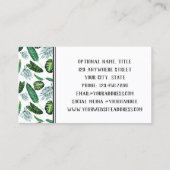 トロピカルな葉のパーム葉のと緑の水色 名刺 (裏面)