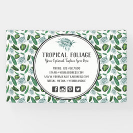 トロピカルな葉のパーム葉のと緑の水色 横断幕