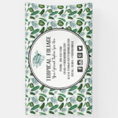 トロピカルな葉のパーム葉のと緑の水色 横断幕 (縦)