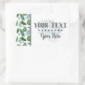 トロピカルな葉のパーム葉のと緑の水色 長方形シール (バッグ)