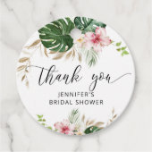 トロピカルな葉のモンステラ ブライダルシャワーのギフトタグ フェイバータグ (正面)