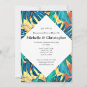 トロピカルな葉の夏の島のアロハカラフルなレモン 招待状 (正面)