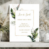 トロピカルな葉の愛は甘いデザートバーのサイン ポスター