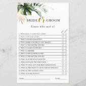 トロピカルな葉の新郎新婦ブライダルシャワーゲーム (正面)