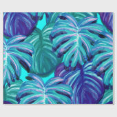 トロピカルな葉レトロ ラッピングペーパー (フラット)