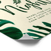 トロピカルな葉葉との夜の結婚サイン ポスター (角)