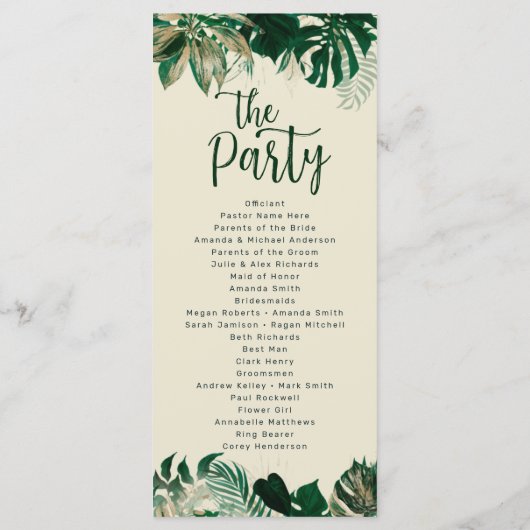 トロピカルな葉葉とシッ結婚クの儀式 プログラム (裏面)