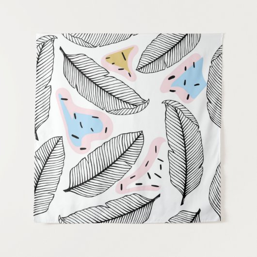 トロピカルな葉。植物学のシームレスパターン。ヴィンテージ タペストリー (正面)