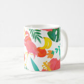 トロピカルな雰囲気の花柄と葉 夏の装い コーヒーマグカップ (正面右)