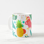 トロピカルな雰囲気の花柄と葉 夏の装い コーヒーマグカップ (正面左)