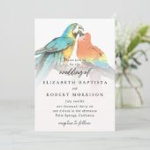 トロピカルな鳥たち エレガントで遊び心あふれるモダンウェディング 招待状 (スタンド正面)