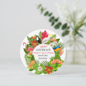 トロピカルな鳥と花のお知らせ 招待状 (スタンド正面)