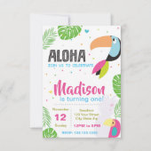 トロピカルな鳥の誕生日パーティー招待状 招待状 (正面)