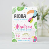 トロピカルな鳥の誕生日パーティー招待状 招待状 (スタンド正面)