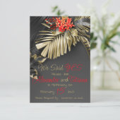 トロピカルな黒と金の葉 Save the Date セーブザデート (スタンド正面)