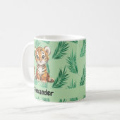 トロピカルの可愛い漫画離れの虎 コーヒーマグカップ (正面左)