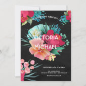 トロピカルはっきりしたで明るいフローラ結婚ズ 招待状 (正面)