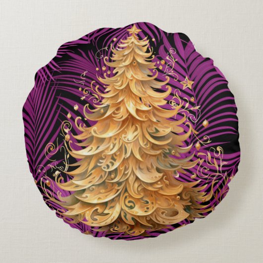 トロピカルはっきりしたクリスマスラウンド装飾用クッション ラウンドクッション (裏面)