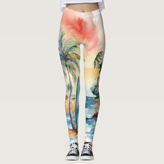 トロピカルはっきりしたパラダイスウィメンズレギンス レギンス (正面)