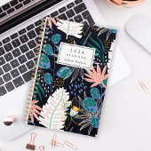 トロピカルはっきりしたボタニカルパターンモノグラム2024 プランナー手帳