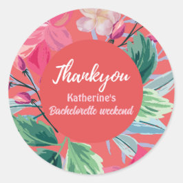 トロピカルみたいに暑い オレンジ色のトロピカルな独身最後の女の子パーティー ラウンドシール