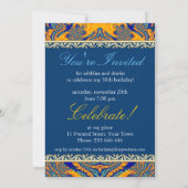 トロピカルろうけつ染めオレンジブルー誕生日招待状 招待状 (裏面)