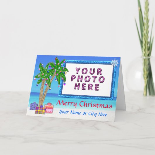 トロピカルをテーマにした「フォトクリスマスカードの追加」 シーズンカード (正面)