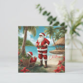 トロピカルアイランドのメリークリスマスサンタ シーズンカード (スタンド正面)