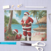 トロピカルアイランドのメリークリスマスサンタ 薄葉紙 (クラフト)