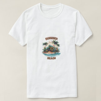 トロピカルアイランドの夏のビーチTシャツデザイン Tシャツ