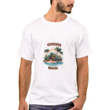トロピカルアイランドの夏のビーチTシャツデザイン