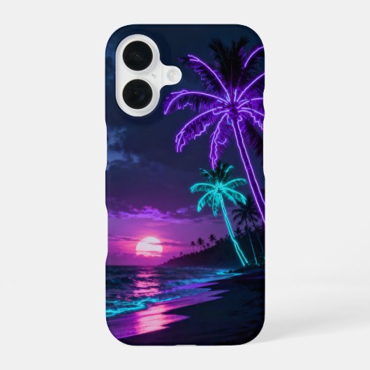 トロピカルアイランドの夕焼け風景 iPhone 16ケース (裏面)