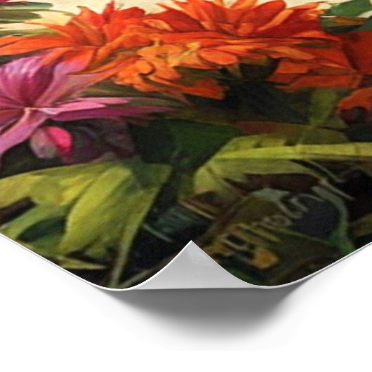 トロピカルアイランドの美しい竹の小屋ビーチ ポスター (角)