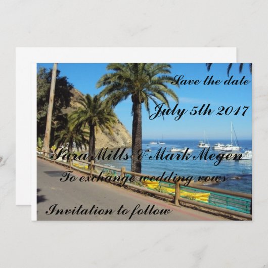 トロピカルアイランドをテーマにした結婚発表カード 招待状 (正面/裏面)