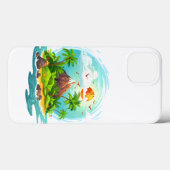トロピカルアイランドイラストレーションと海ビュー Case-Mate iPhoneケース (裏面 (横))