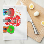 トロピカルアイランドウクレレプレーヤーミュージック キッチンタオル (四つ折り)