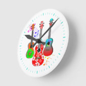 トロピカルアイランドウクレレプレーヤーミュージック ラウンド壁時計 (傾斜)