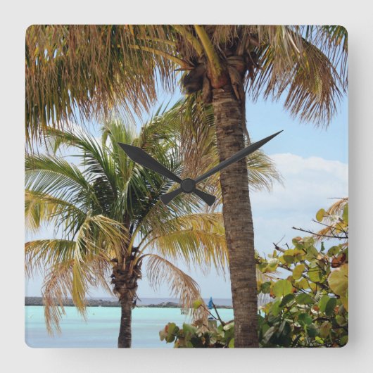 トロピカルアイランドクロック スクエア壁時計 (正面)