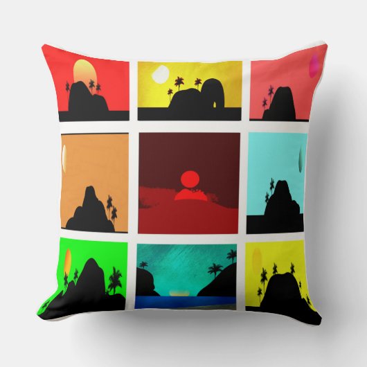 トロピカルアイランドコラージュ クッション (正面)